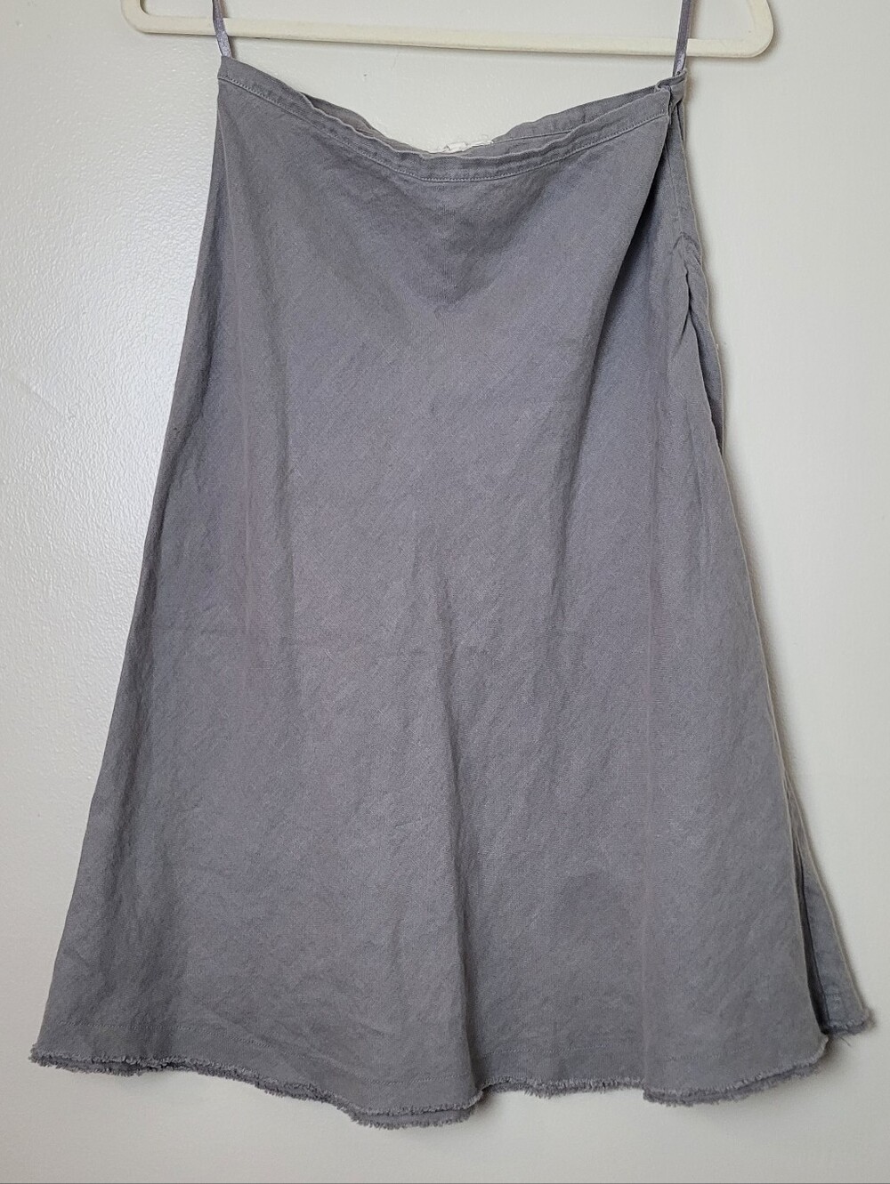 Eileen Fisher Gray Linen Skirt with Flare Raw Hem